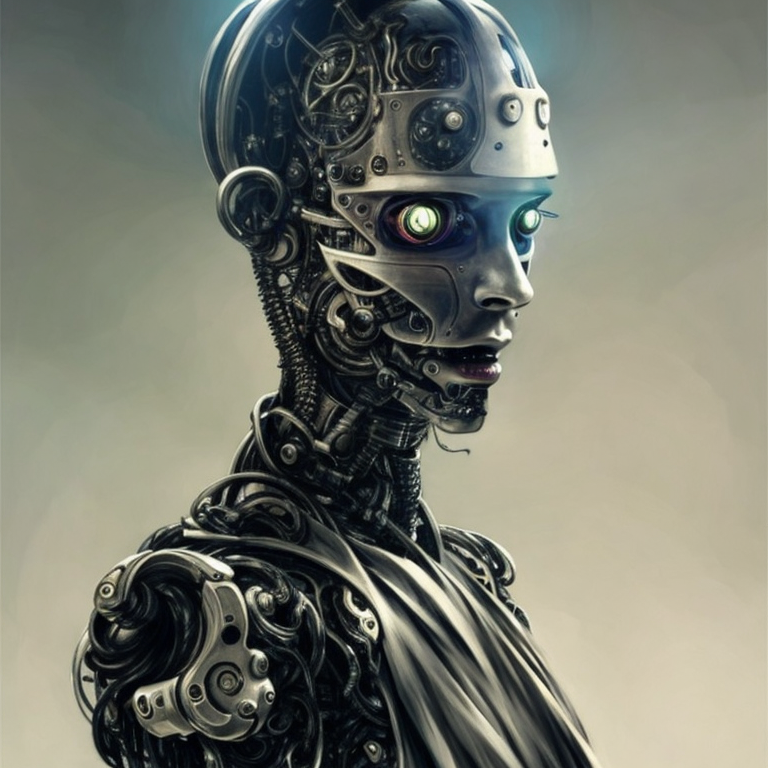 Cyborgdiffusion A fancy portrait of a cyborg by greg rutkowski, sung choi, mitchell mohrhauser, maciej kuciara, johnson ti...